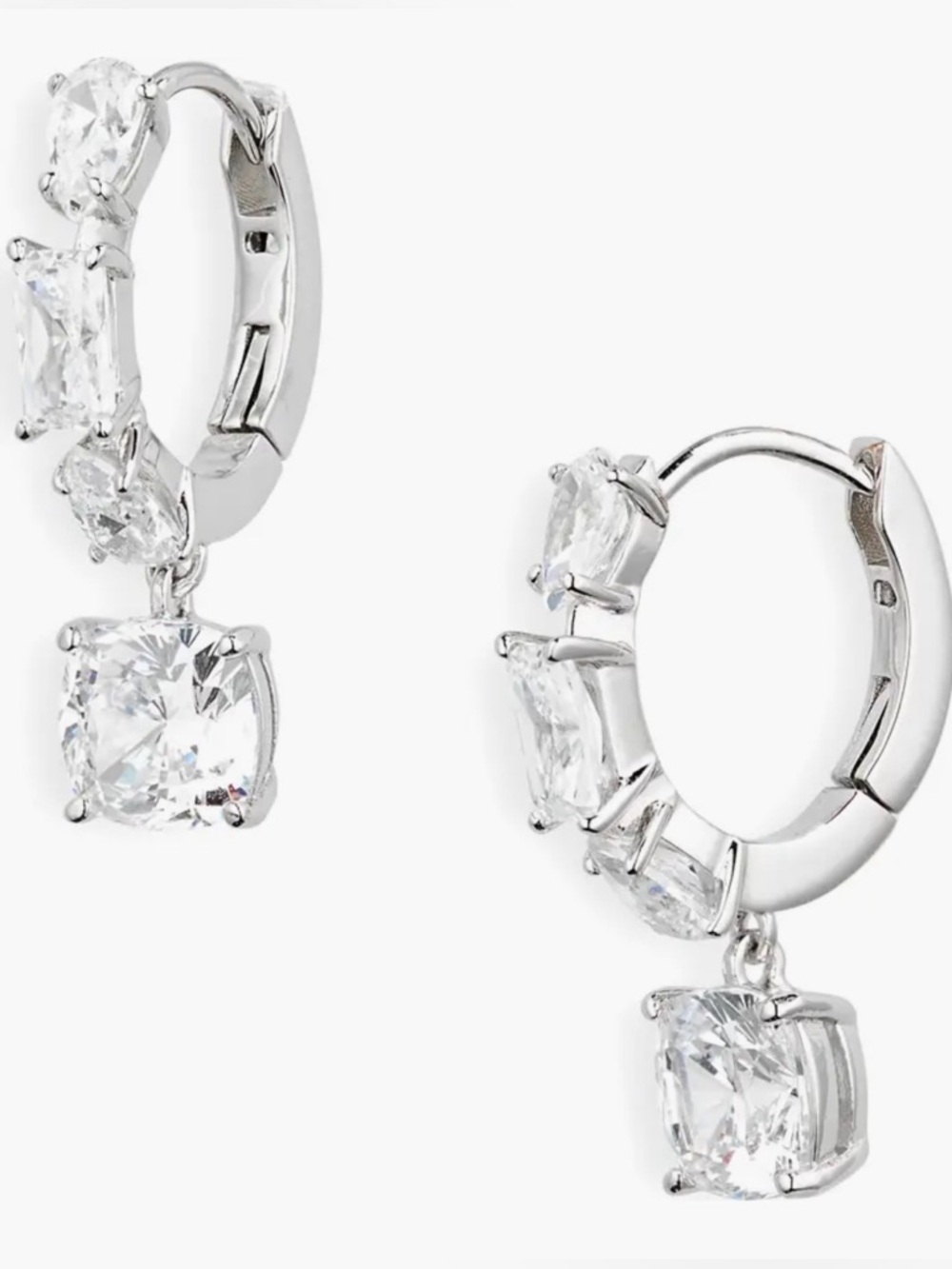 Nadri Silver Cubic Zirconia Drop Earrings NWT - Picture 3 of 5